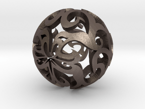 Curlicue ball 1 small in Polished Bronzed Silver Steel