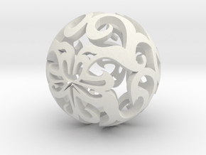 Curlicue ball 1 small in White Natural Versatile Plastic