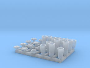 Coffee and Soda Cups separate Lids 1/24 scale in Clear Ultra Fine Detail Plastic