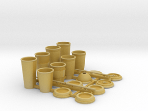 Coffee and Soda cups in 1/9 scale in Tan Fine Detail Plastic