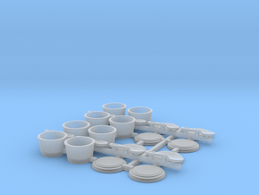 Small Cups type B with Spoons in 1/9 scale in Clear Ultra Fine Detail Plastic
