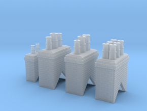 Chimney Types 1,2,3 & 4 N Scale in Clear Ultra Fine Detail Plastic