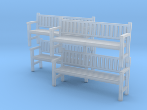 Park Bench-v2 - UK N Scale X 4 in Clear Ultra Fine Detail Plastic
