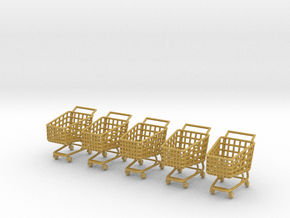 5 X Miniature Shopping Trolleys in Tan Fine Detail Plastic