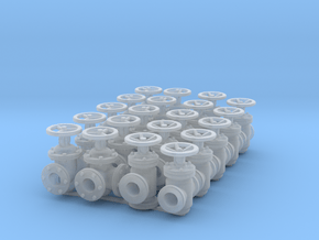 20 Valves (various designs) for 2.4mm (3/32") Rod in Clear Ultra Fine Detail Plastic