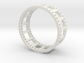 Movie Reel Ring double-size prototype in White Natural Versatile Plastic
