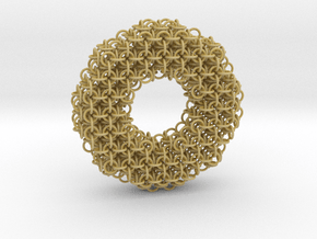 3D chainmaille donut in Tan Fine Detail Plastic