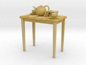 HO scale 26.5 in. height table with books & tea po in Tan Fine Detail Plastic