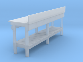 O scale 1:48 workbench (no drawers) in Clear Ultra Fine Detail Plastic