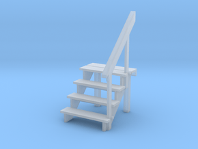 HO Scale 4 step stair & railing in Clear Ultra Fine Detail Plastic