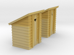 HO Scale outhouse pair in Tan Fine Detail Plastic