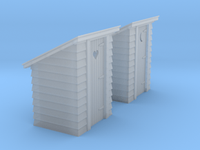 HO Scale outhouse pair in Clear Ultra Fine Detail Plastic
