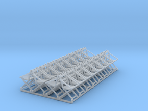 32 HO Scale folding deck chairs in open position in Clear Ultra Fine Detail Plastic