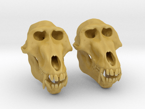 Baboon Skull Earrings - closed jaw in Tan Fine Detail Plastic