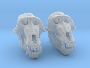 Baboon Skull Earrings - closed jaw in Clear Ultra Fine Detail Plastic