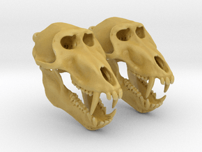 Baboon skull with open jaw - Earring Pair (2) in Tan Fine Detail Plastic