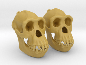 Chimpanzee Skull Earrings  (Pair of 2) in Tan Fine Detail Plastic