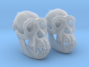 Chimpanzee Skull Earrings  (Pair of 2) in Clear Ultra Fine Detail Plastic