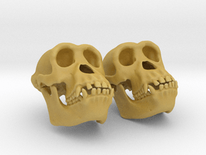 Chimpanzee Skull Earrings (Vertical Loop 25mm)  in Tan Fine Detail Plastic