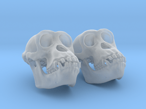 Chimpanzee Skull Earrings (Vertical Loop 25mm)  in Clear Ultra Fine Detail Plastic