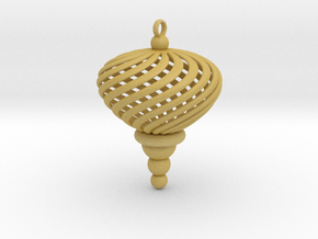 Sphere Swirl Geometric Ornament (thin version) in Tan Fine Detail Plastic