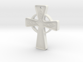 Celtic_Cross approx 1 inch in White Natural Versatile Plastic