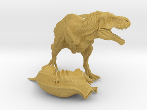 Hunting tyrannosaurus middle size in Tan Fine Detail Plastic