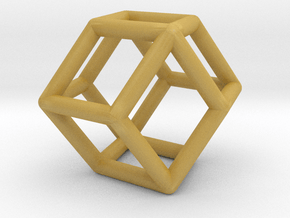 0292 Rhombic Dodecahedron E (a=1cm) #001 in Tan Fine Detail Plastic