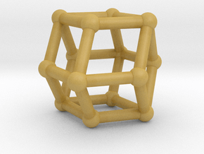 0293 Rhombic Dodecahedron V&E (a=1cm) #002 in Tan Fine Detail Plastic