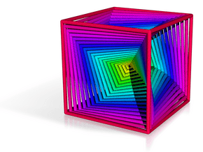 0299 Cube Line Design (full color, 5.5 cm) #003 in Clear Ultra Fine Detail Plastic