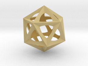 0300 Icosohedron (E&full color, 5 cm)  in Tan Fine Detail Plastic