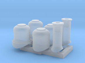 HOn30 Domes + Smoke stacks for 2-8-0 steam loco in Clear Ultra Fine Detail Plastic