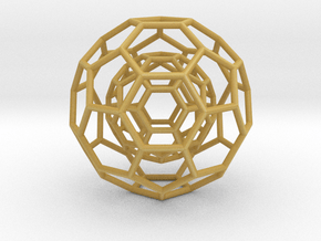 0378 2-Grid Truncated Icosahedron #1#2 (6.3cm) in Tan Fine Detail Plastic
