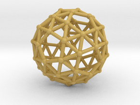 0385 Snub Dodecahedron V&E (a=1cm) #002 in Tan Fine Detail Plastic