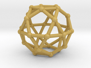 0393 Icosidodecahedron V&E (a=1cm) #002 in Tan Fine Detail Plastic