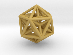 0416 Great Dodecahedron E (d=3cm) #001  in Tan Fine Detail Plastic