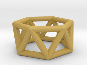 0418 Hexagonal Antiprism (a=1cm) #001 in Tan Fine Detail Plastic