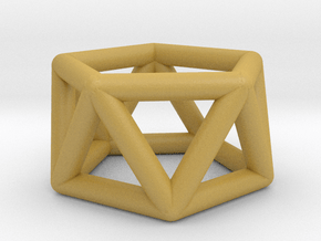 0436 Pentagonal Antiprism (a=1сm) #001 in Tan Fine Detail Plastic
