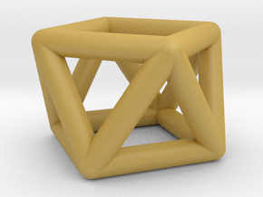 0442 Square Antiprism (a=1cm) #001 in Tan Fine Detail Plastic