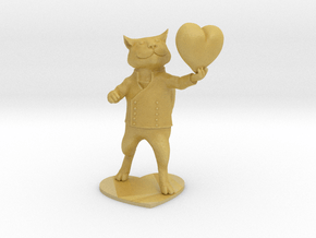Valentines Day Cat holding Heart in Tan Fine Detail Plastic