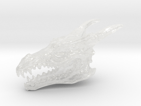 Dragon Skull -32mm long in Clear Ultra Fine Detail Plastic