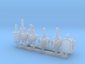 Tankards, Wine and Liquor bottle for 1/12 scale se in Clear Ultra Fine Detail Plastic