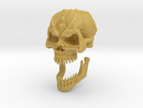 Demon Skull v6 -28mm tall. in Tan Fine Detail Plastic