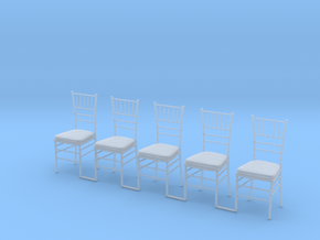 5 Chiavari Chairs 1:24 in Clear Ultra Fine Detail Plastic