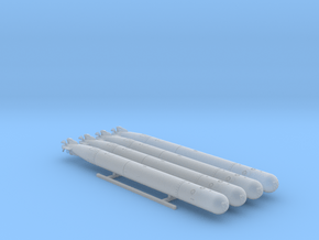 1/72 Royal Navy 21" MKVIII Torpedos x4 in Clear Ultra Fine Detail Plastic