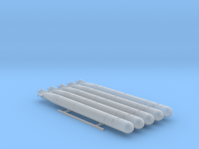 1/72 Royal Navy 21" MKVIII Torpedos x5 in Clear Ultra Fine Detail Plastic