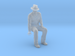 SE Fred sitting on bench with hat in Clear Ultra Fine Detail Plastic