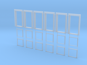 1:32 Single Pane Double Hung Assembly Set of 6 in Clear Ultra Fine Detail Plastic