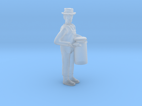 S Dairyman lugging Milk Can Figure in Clear Ultra Fine Detail Plastic