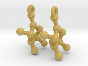 Earrings (Pair)- Molecule- Fructose in Tan Fine Detail Plastic